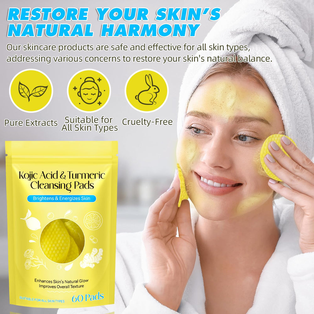 Generic Kojic Turmeric cleansing pad close-up showing soft texture for gentle exfoliation