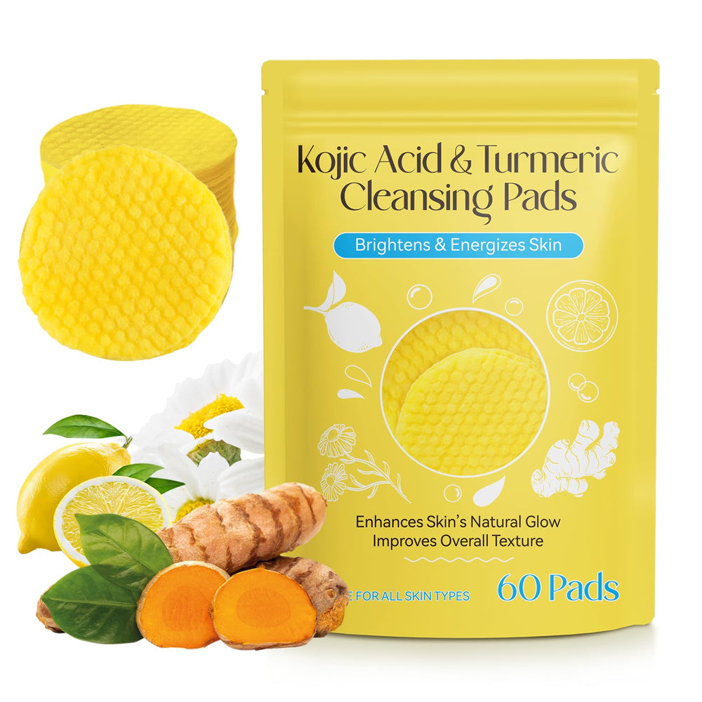 Generic Kojic Turmeric cleansing pads packaging display for daily skincare