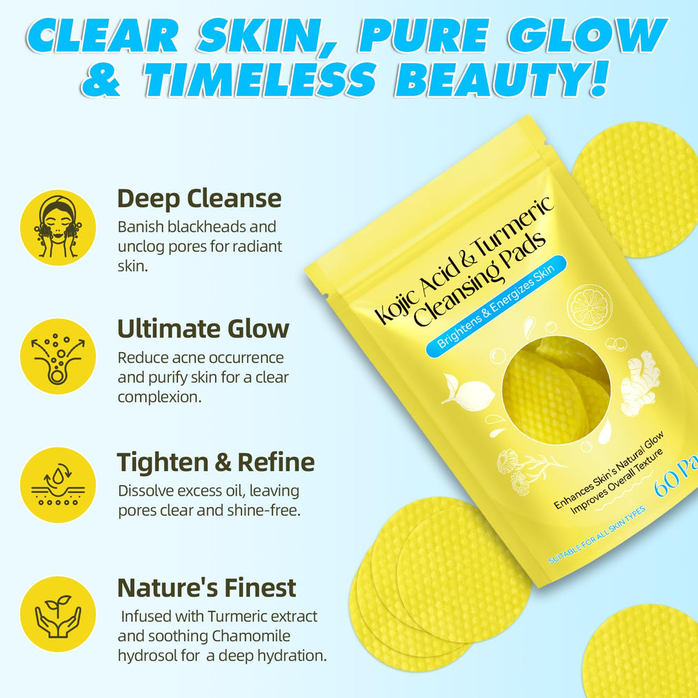 Generic Kojic Turmeric pad on skin demonstrates smooth cleansing and pore refreshing