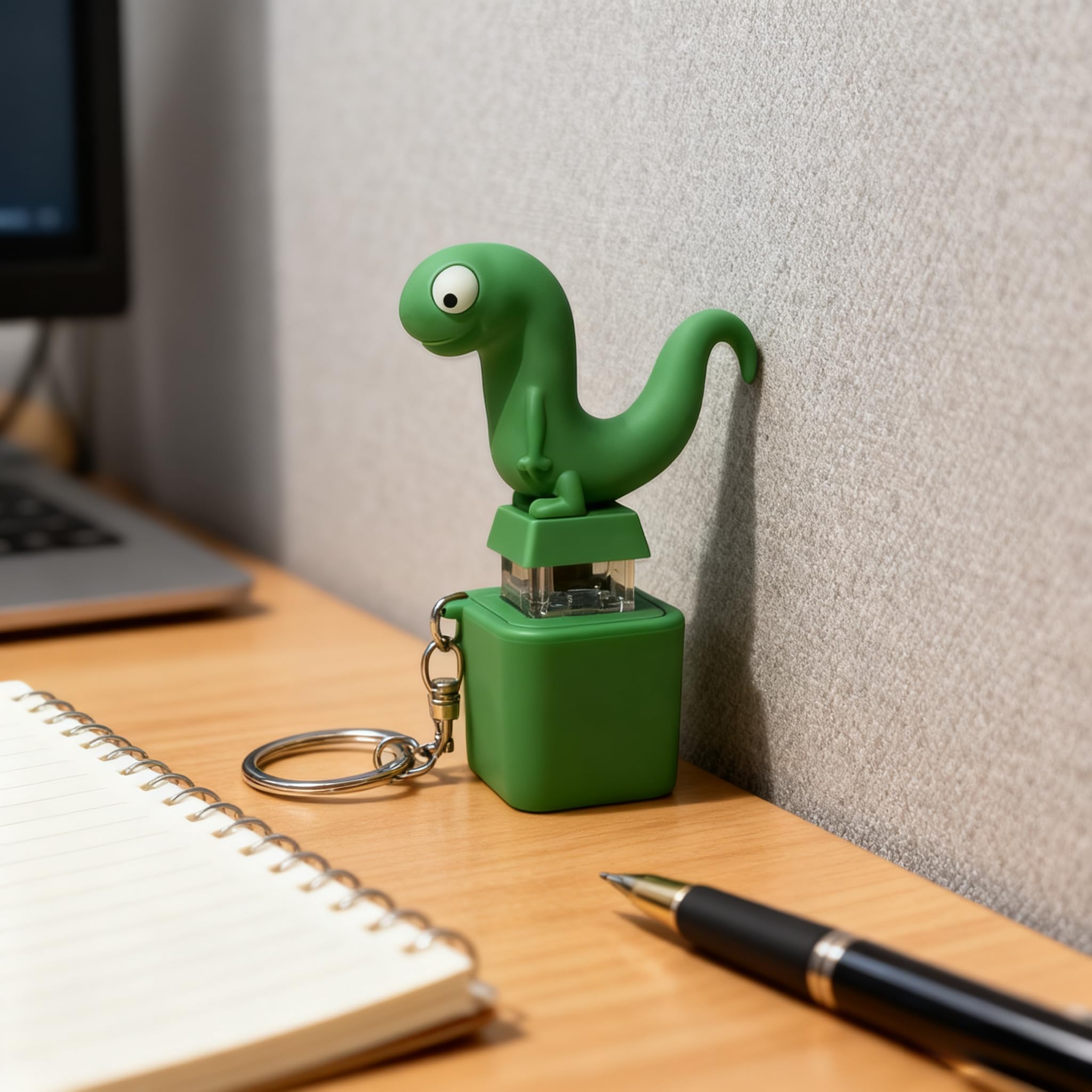 Generic Lizard Button Keychain keyring clip ready for bags and keys.