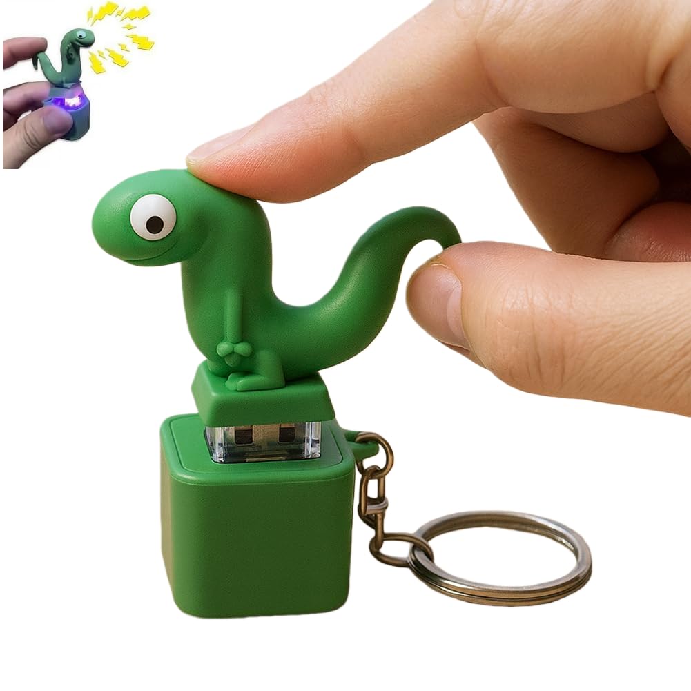 Generic Lizard Button Keychain close-up with LED light for engaging sensory play.