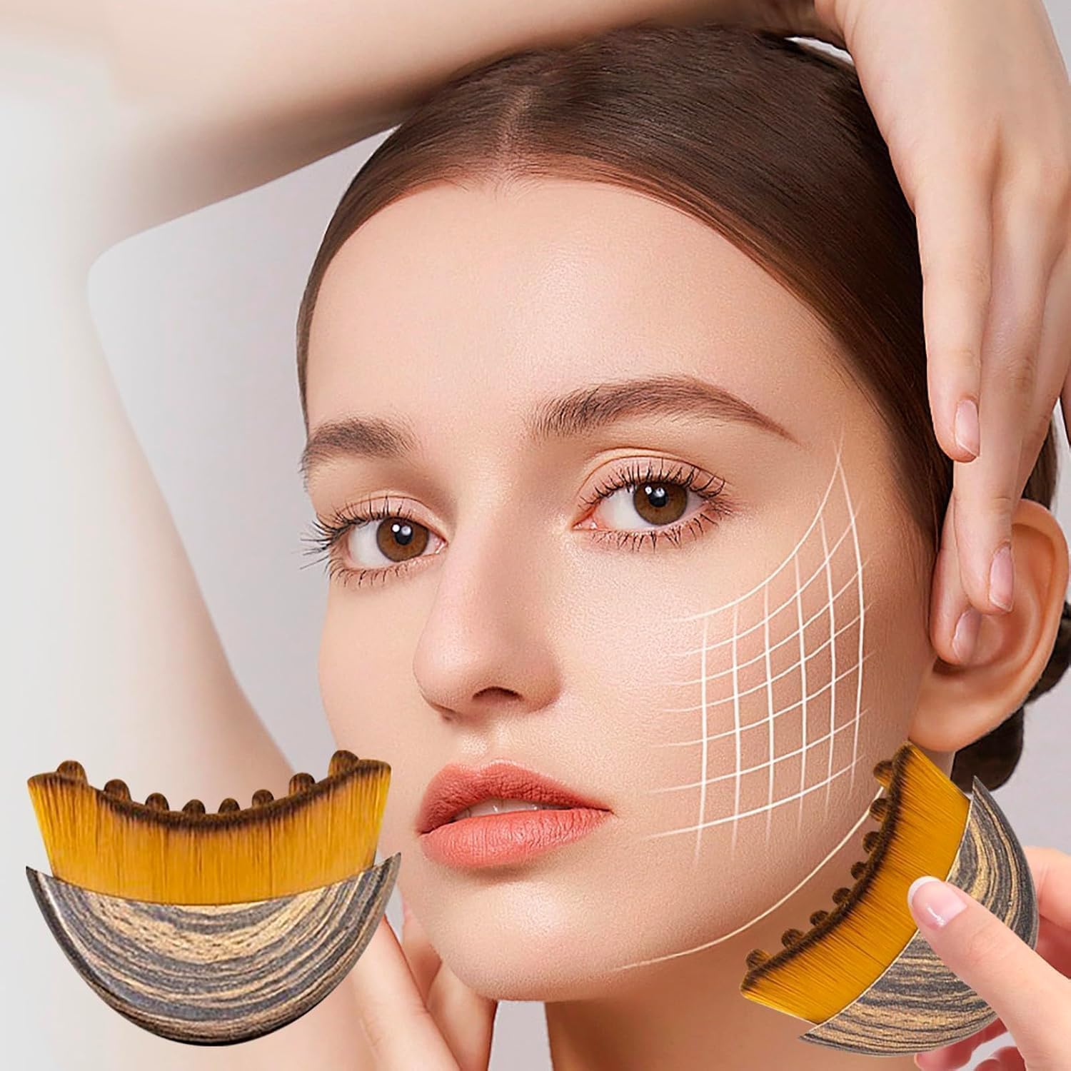Generic Lymphatic Contour Brush compact at-home skincare ritual tool.