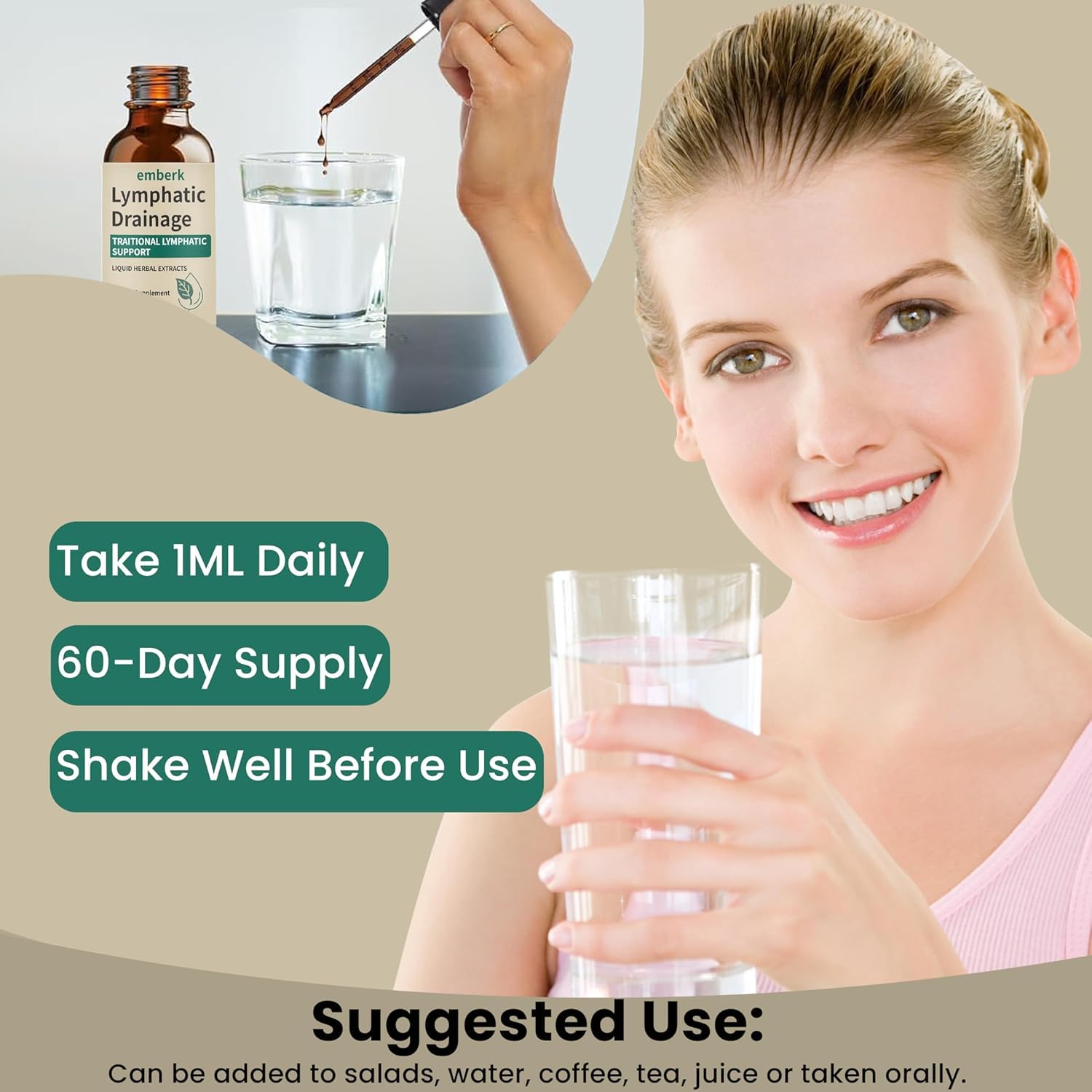 Generic Lymphatic Drainage Drops product on a clean surface.