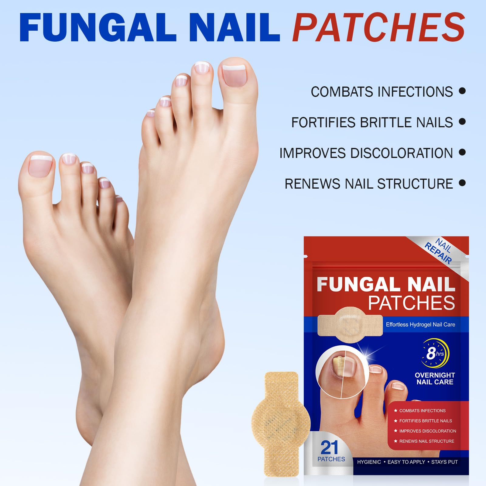 Generic Nail Patches toe nail application step on clean nails