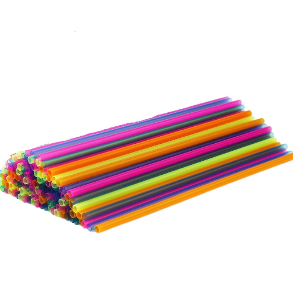Generic Neon Mini Sip Straws stacked boxes image showcases convenient bulk packing