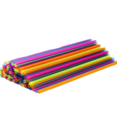 Generic Neon Mini Sip Straws stacked boxes image showcases convenient bulk packing