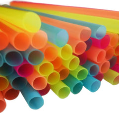 Generic Neon Mini Sip Straws coffee stir close-up highlights coffee compatibility