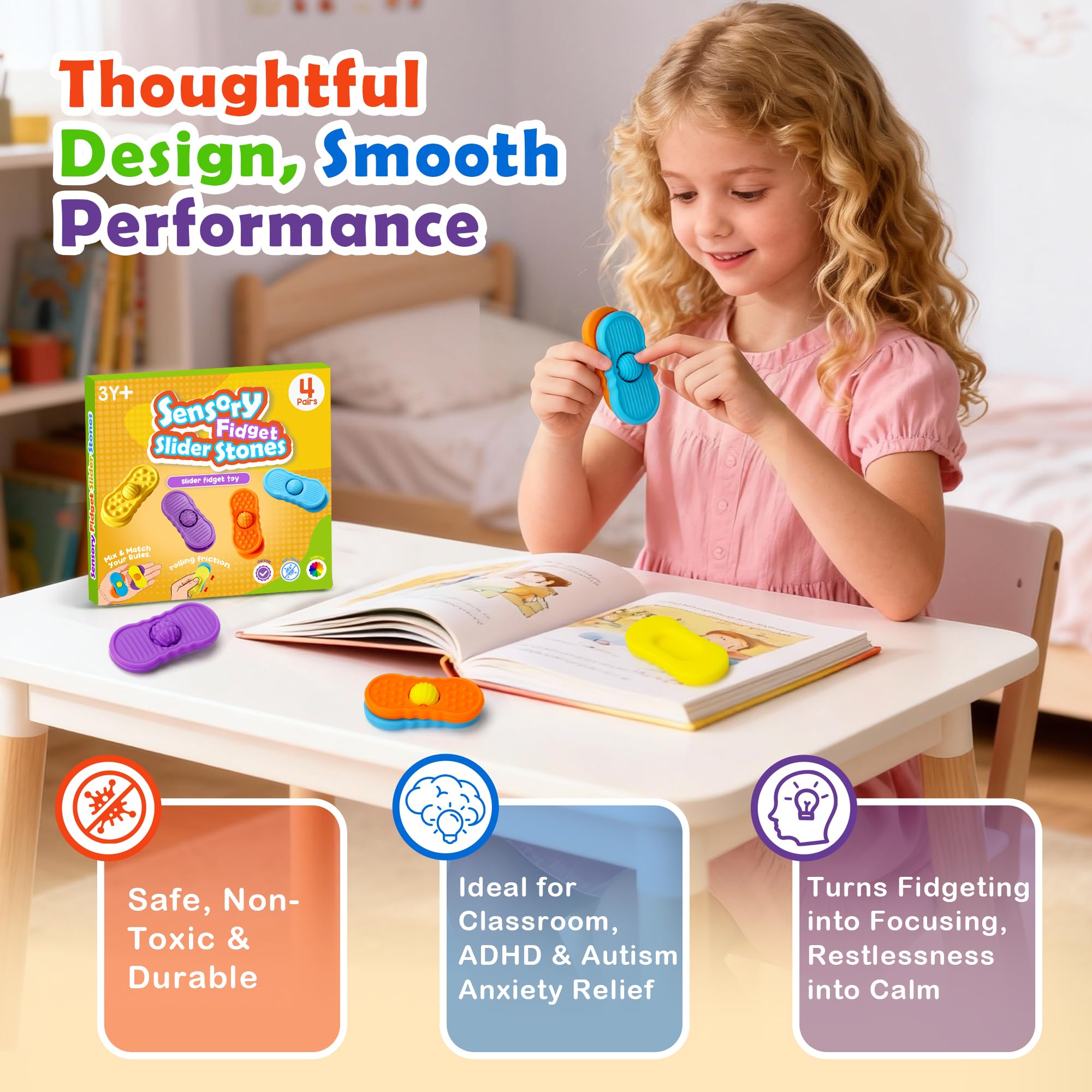 Generic Sensory Slider Stones classroom use image shows silent fidget in lesson