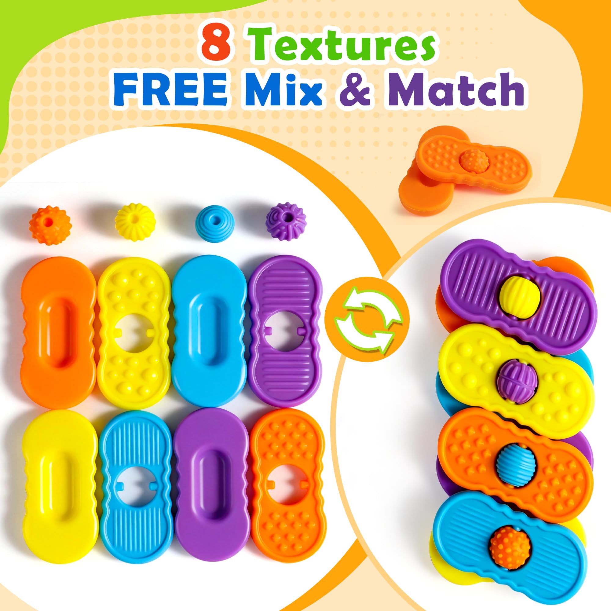 Generic Sensory Slider Stones textured beads close-up highlights tactile variety for focus