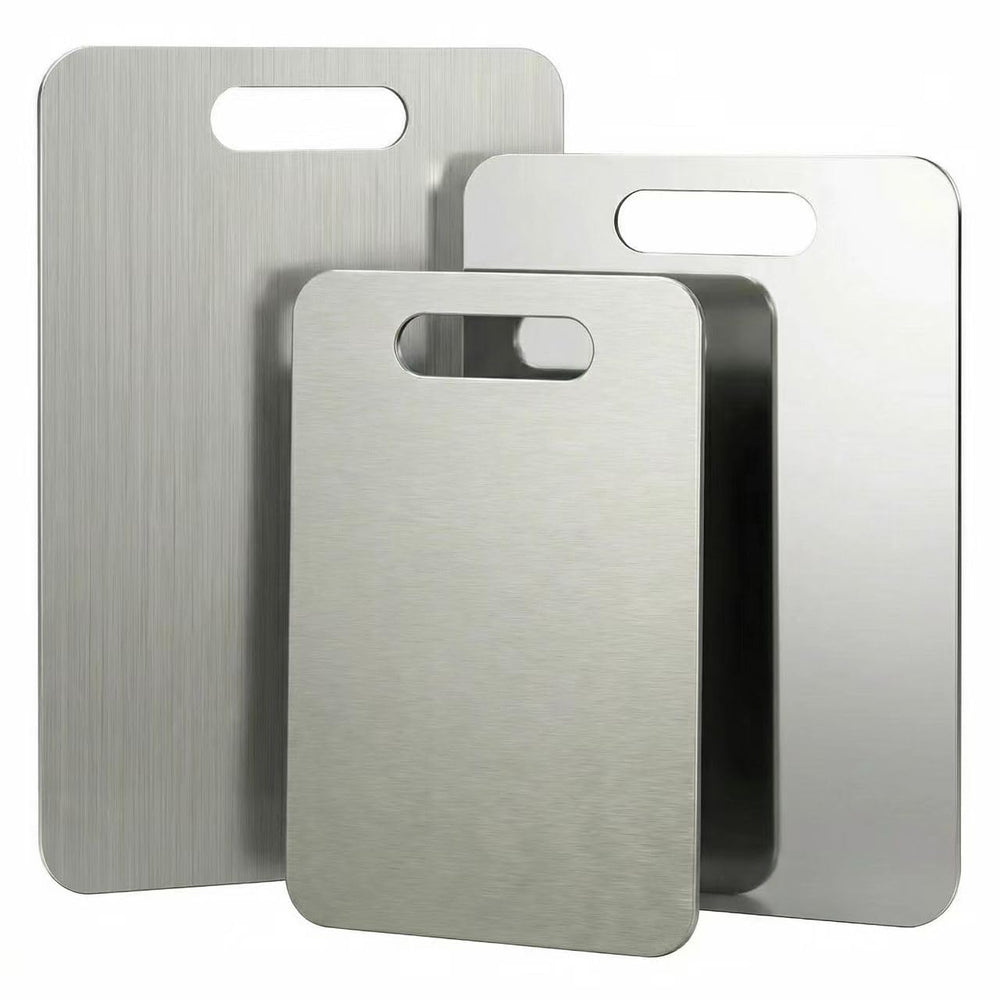 Generic stainless steel cutting board 15x11 set provides a large, durable prep surface.