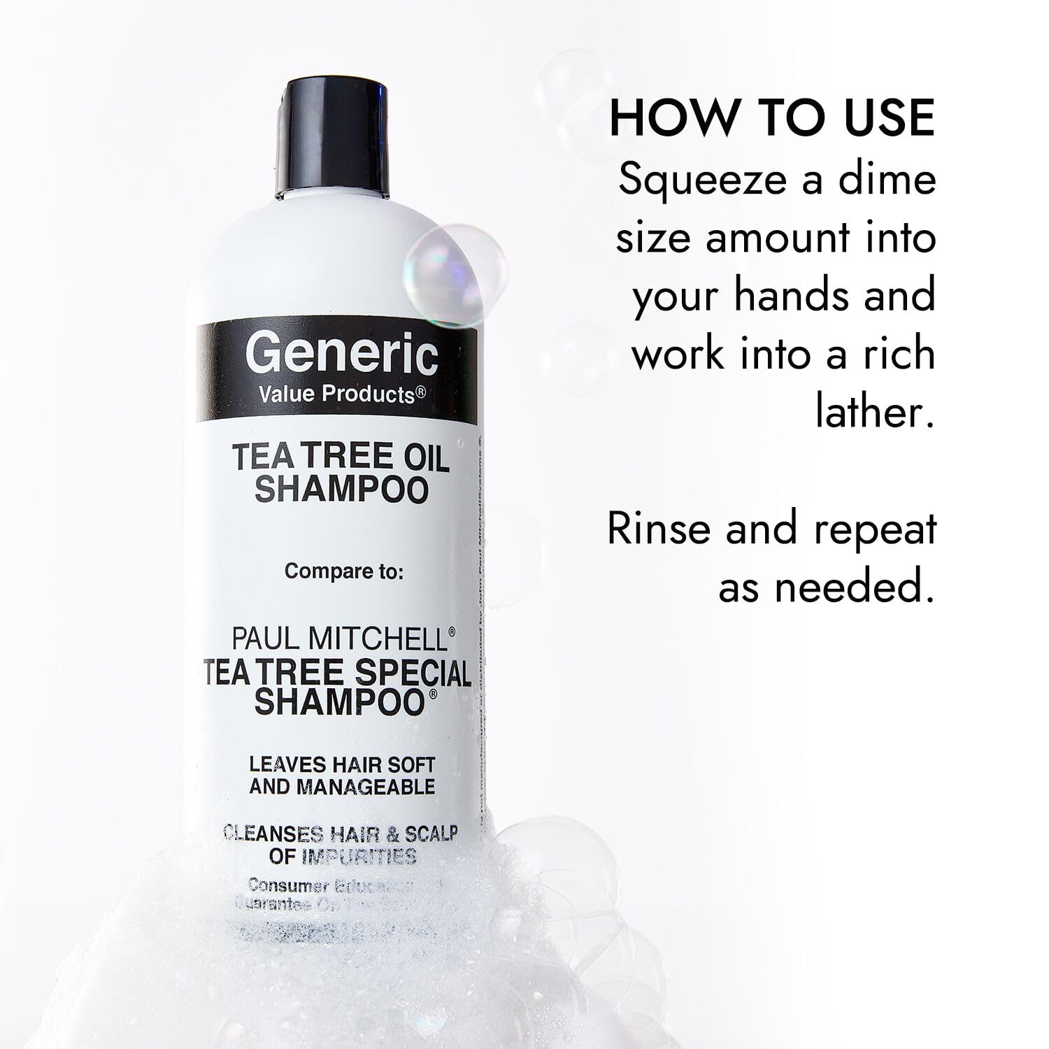 Generic Value Tea Tree Oil Shampoo fragrance close-up emphasizing clean, refreshing scent