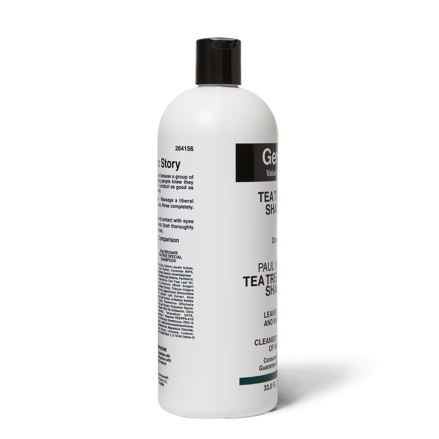 Generic Value Tea Tree Oil Shampoo ingredients close-up with natural oils and scent