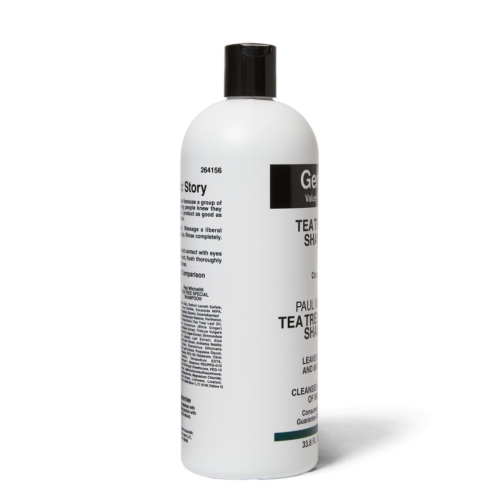 Generic Value Tea Tree Oil Shampoo ingredients close-up with natural oils and scent