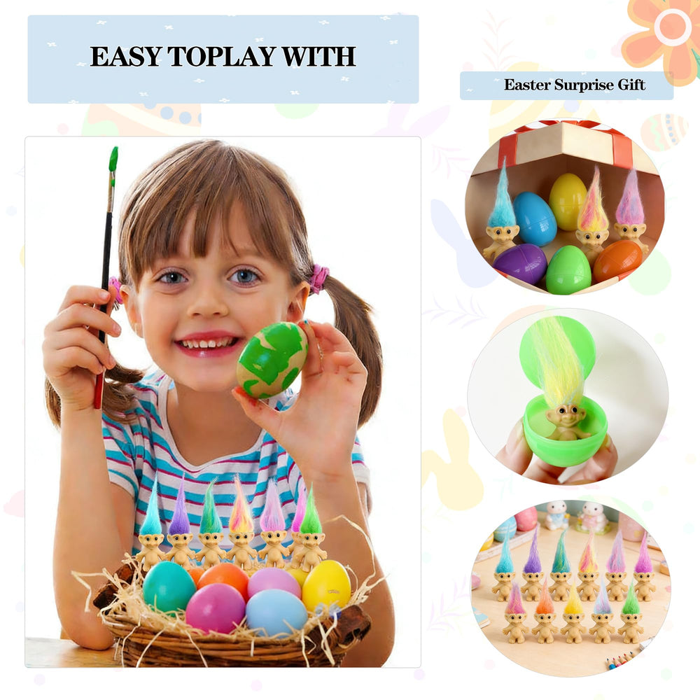 Generic vintage lucky dolls inside eggs evoke nostalgic fun for kids.