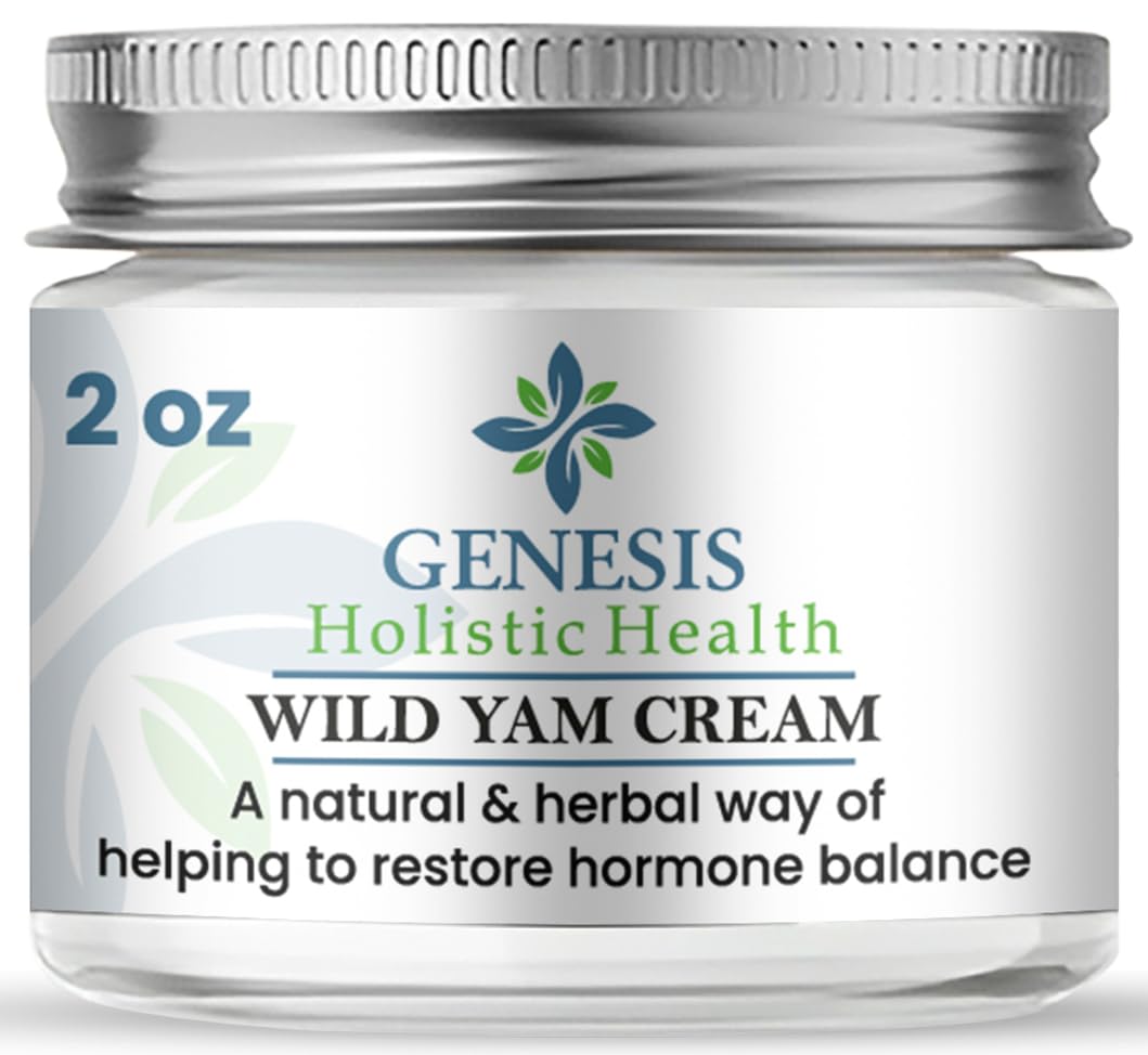 Genesis Wild Yam Root Cream bottle shown for daily hydration and balance.