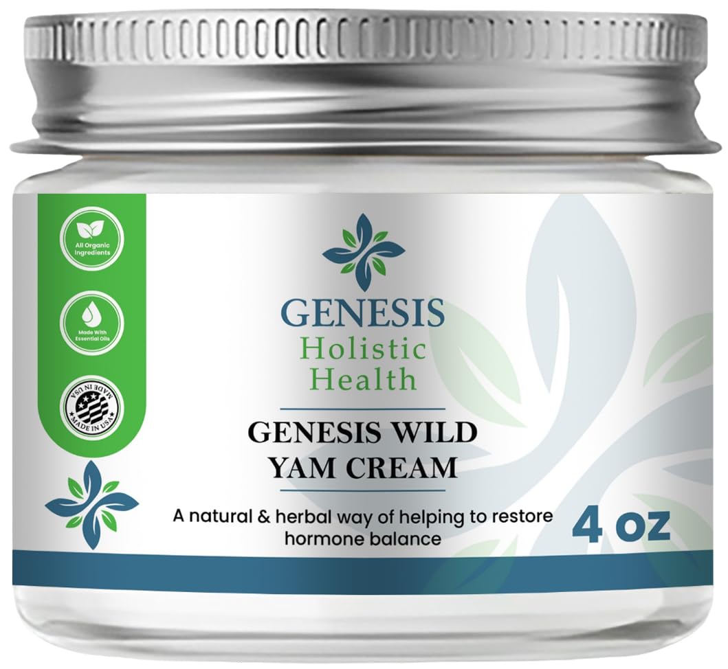 Genesis Wild Yam Root Cream bottle shows convenient 4 oz packaging for daily use.
