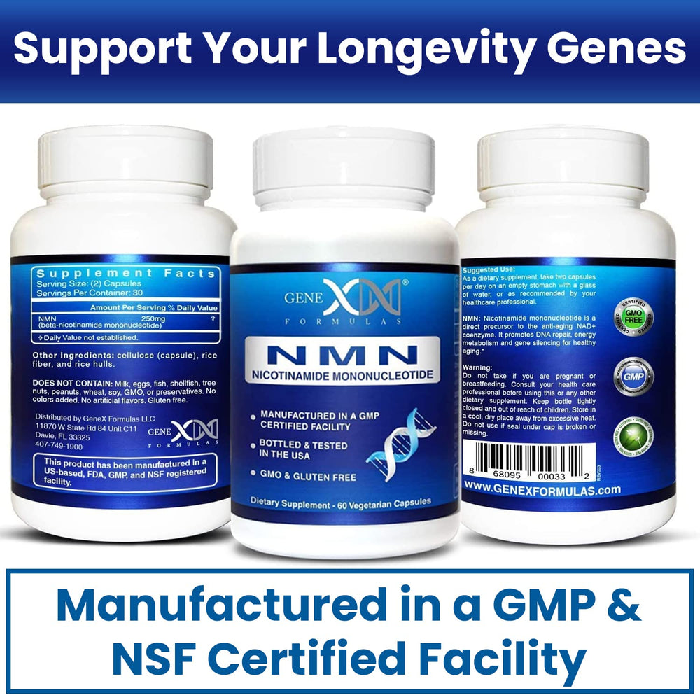 Genex NMN dosage instruction showing 125mg capsule.
