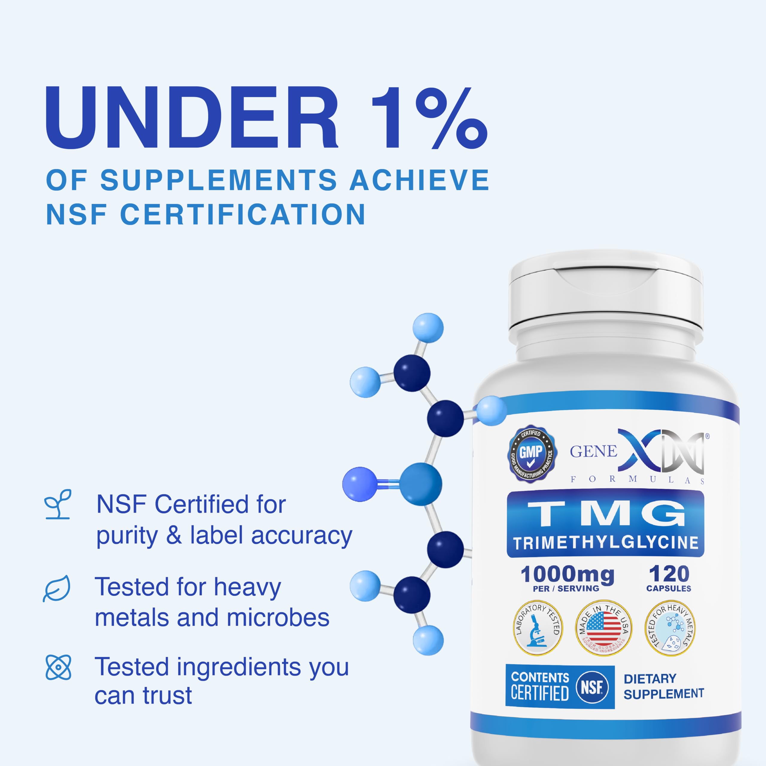 Genex Formulas TMG bottle pour demonstrates smooth dosing for a consistent routine