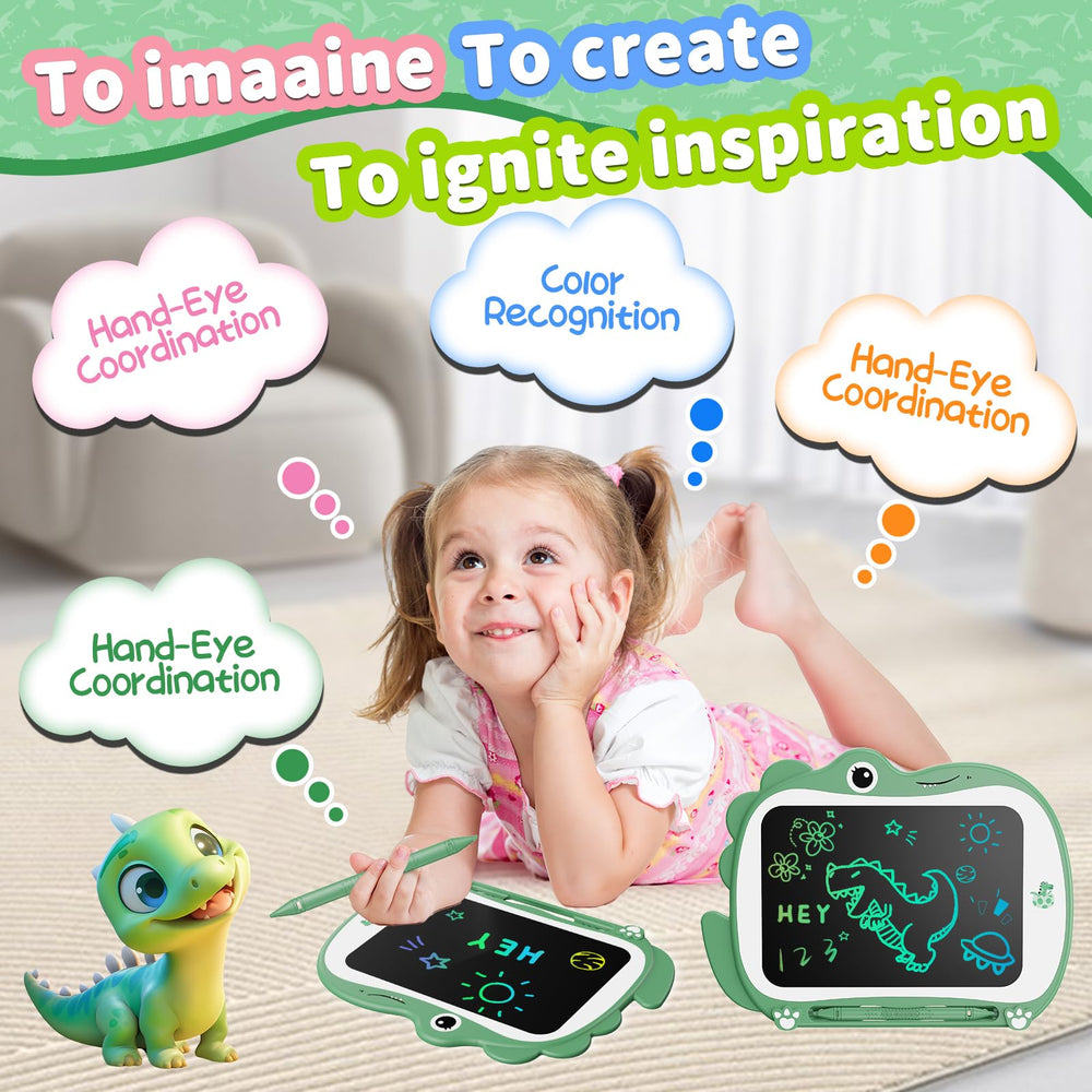 Genialba pressure-sensitive pen creates colorful lines on the LCD tablet.