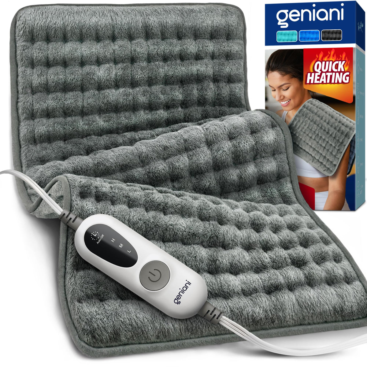 GENIANI electric heating pad back and shoulders with 12x24 coverage for targeted warmth