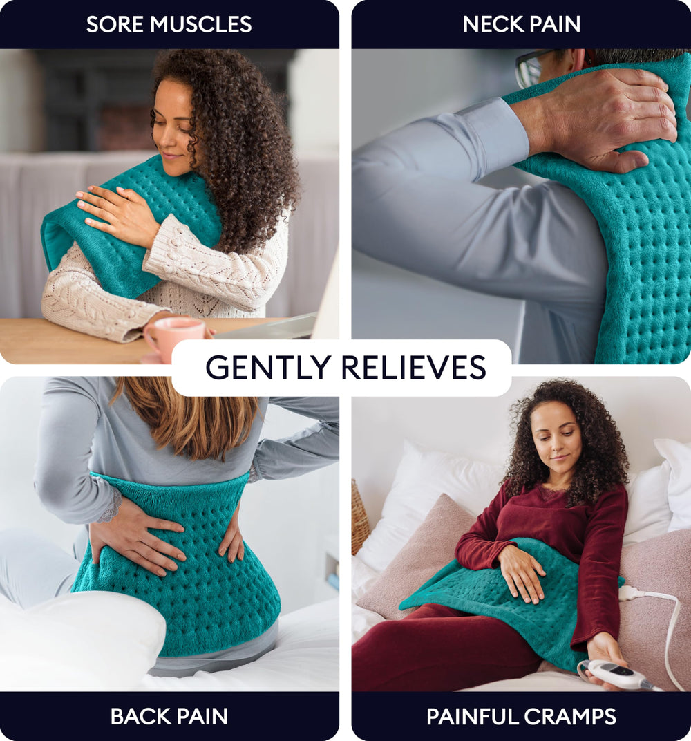 GENIANI heating pad on neck and shoulders for soothing warmth