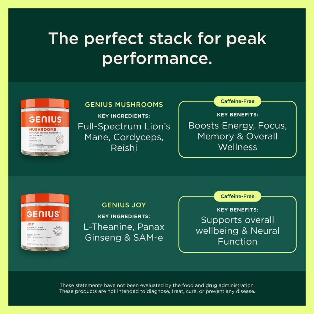 Genius Caffeine packaging front clearly labels 100 mg