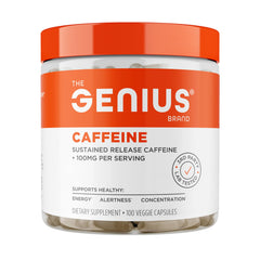 Genius Caffeine bottle showing steady energy for focus