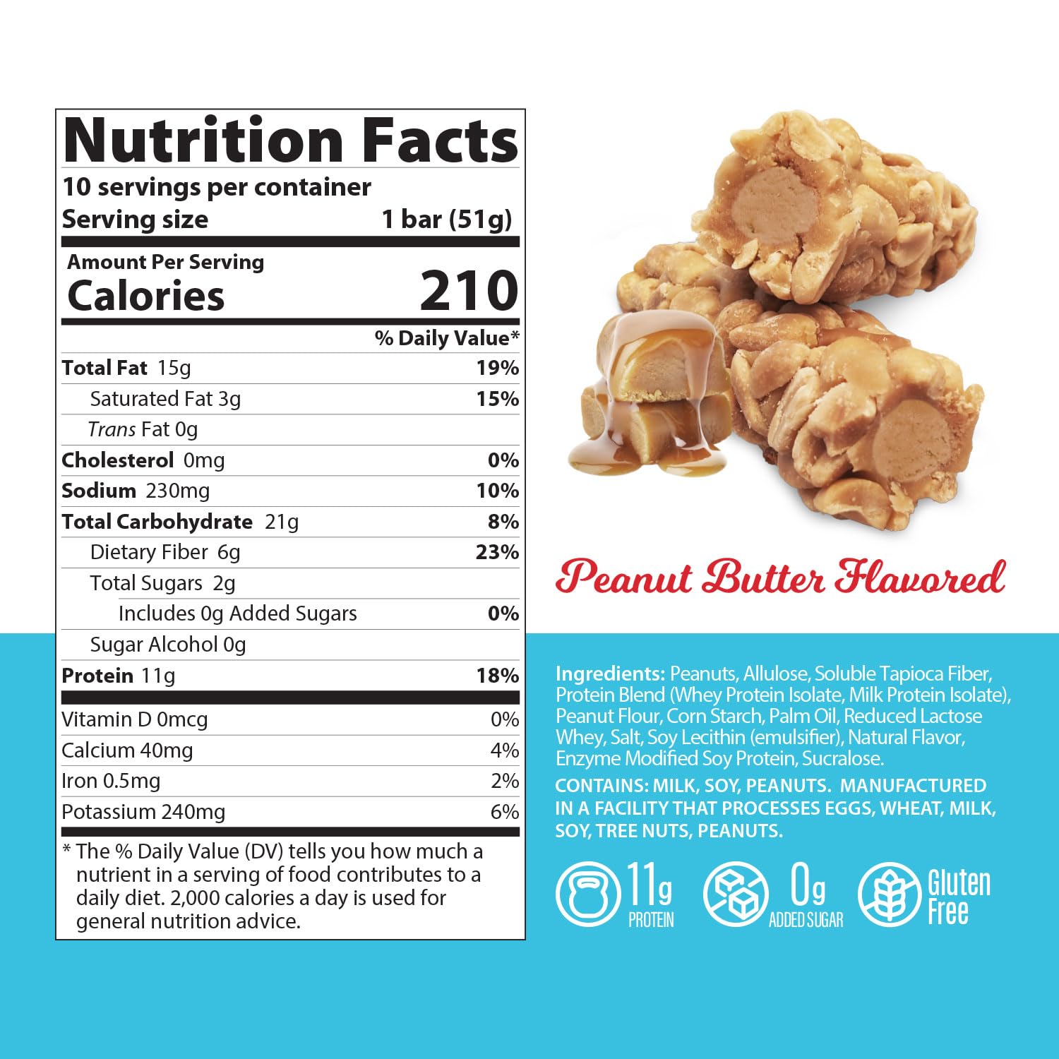 Cross-section of Genius Gourmet SKIPPY bar showing crunchy peanuts and creamy center