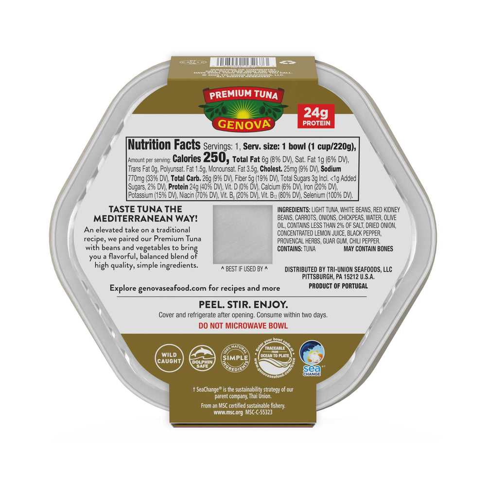 Genova mediterreanean tuna bean salad bowl ready-to-eat for on-the-go lunches