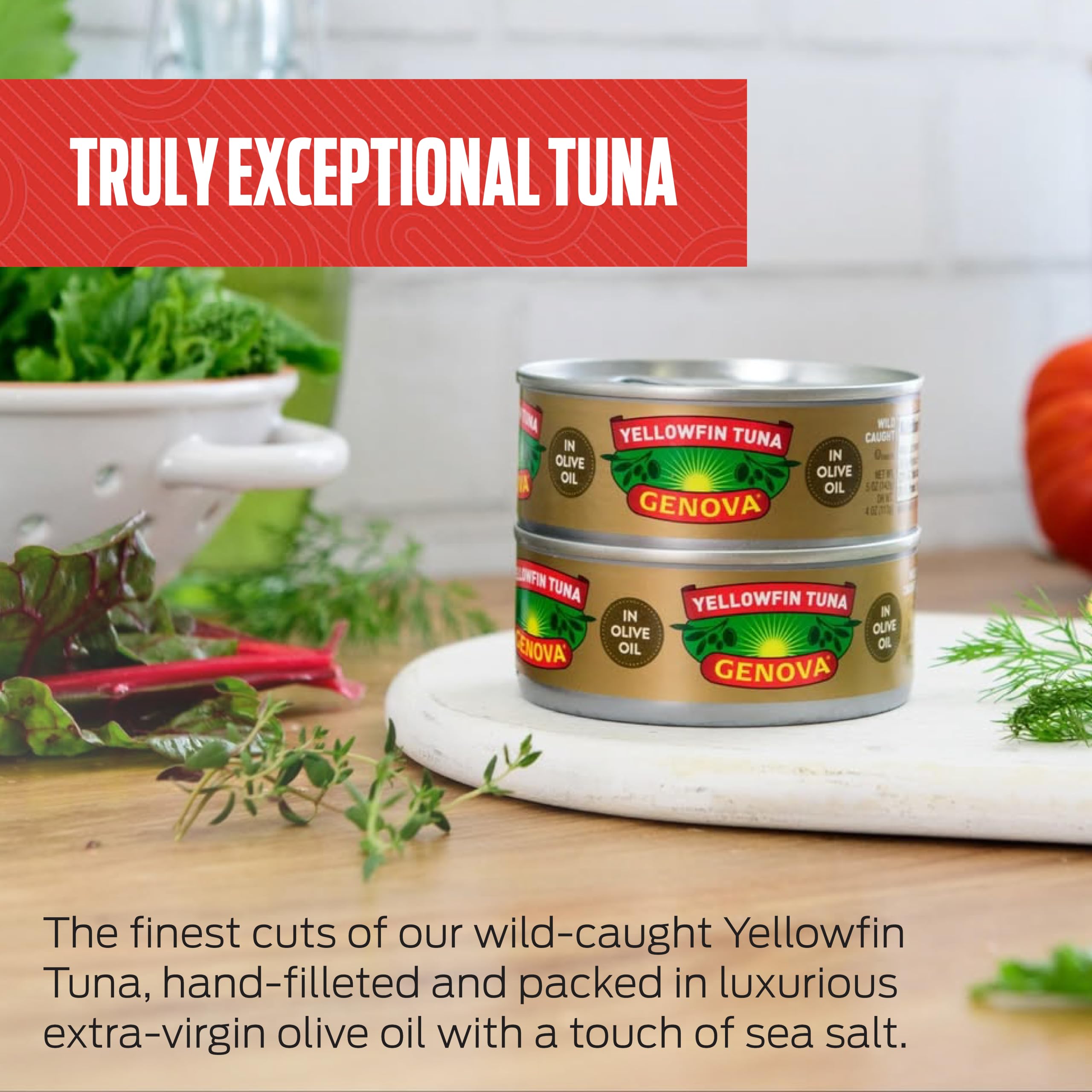 Genova tuna can packaged on a shelf, convenient protein option.