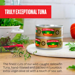 Genova tuna can packaged on a shelf, convenient protein option.