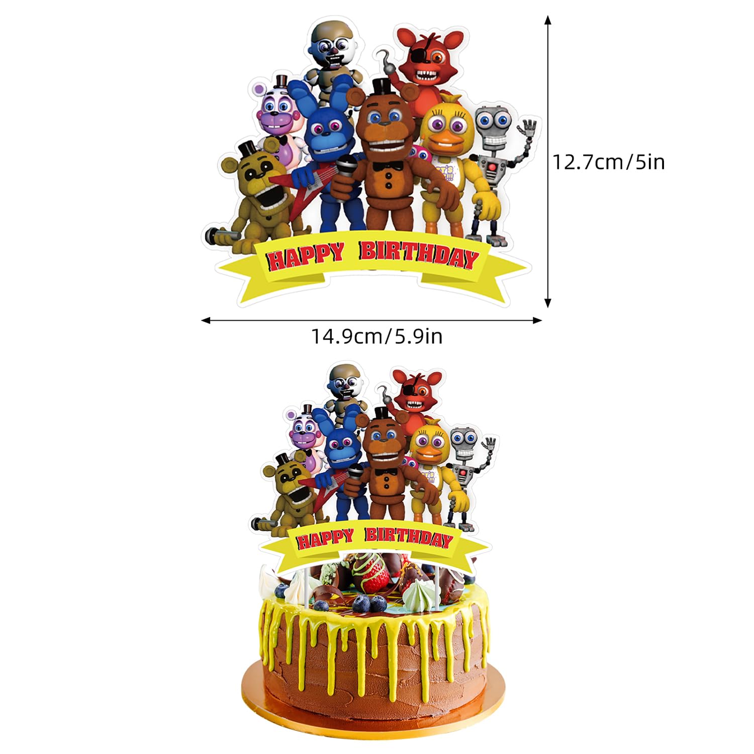 Closeup of Genshii Freddy's cardboard toppers showing safe, reusable material