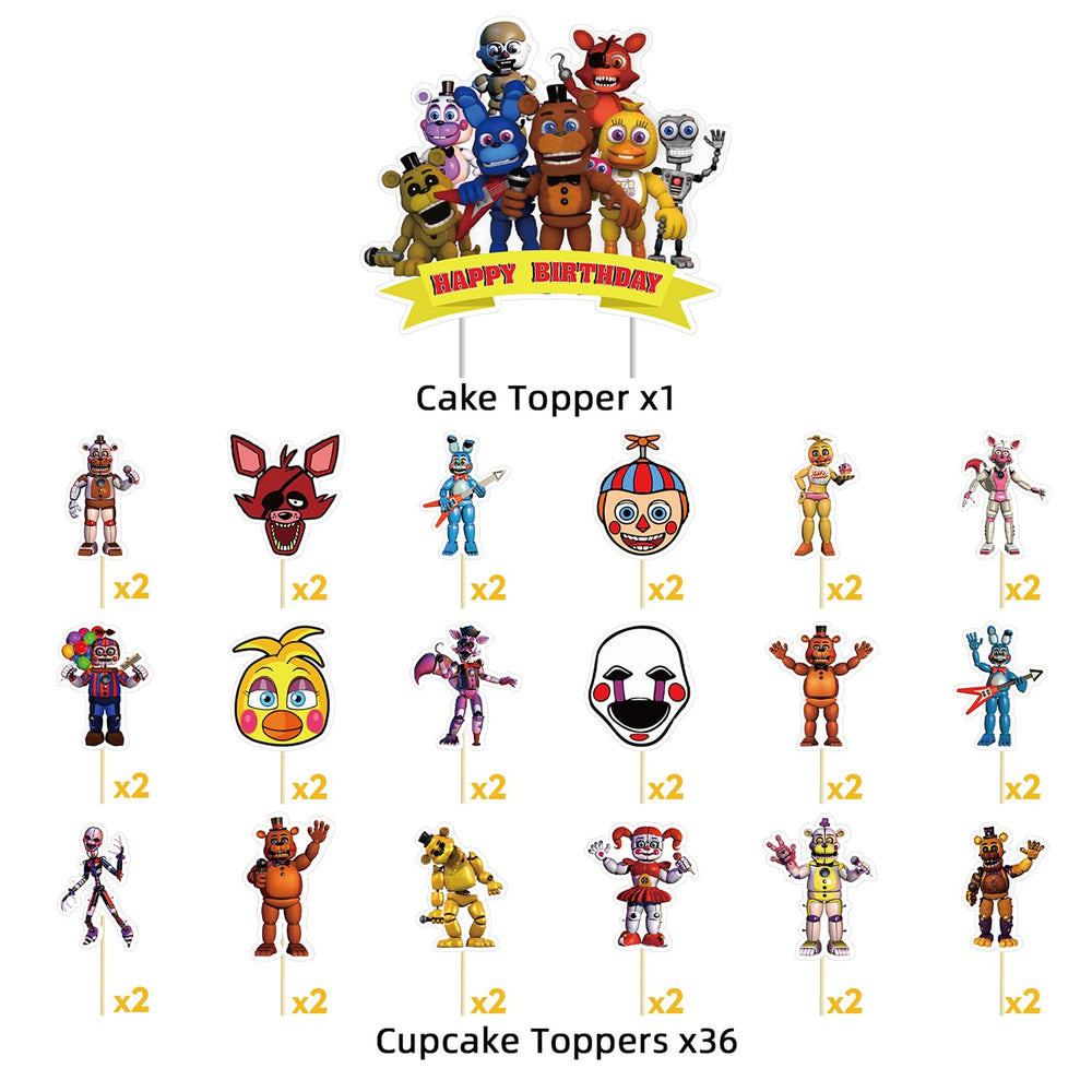 Genshii Freddy's cupcake toppers 36pcs bring cohesive Freddy's theme to cupcakes
