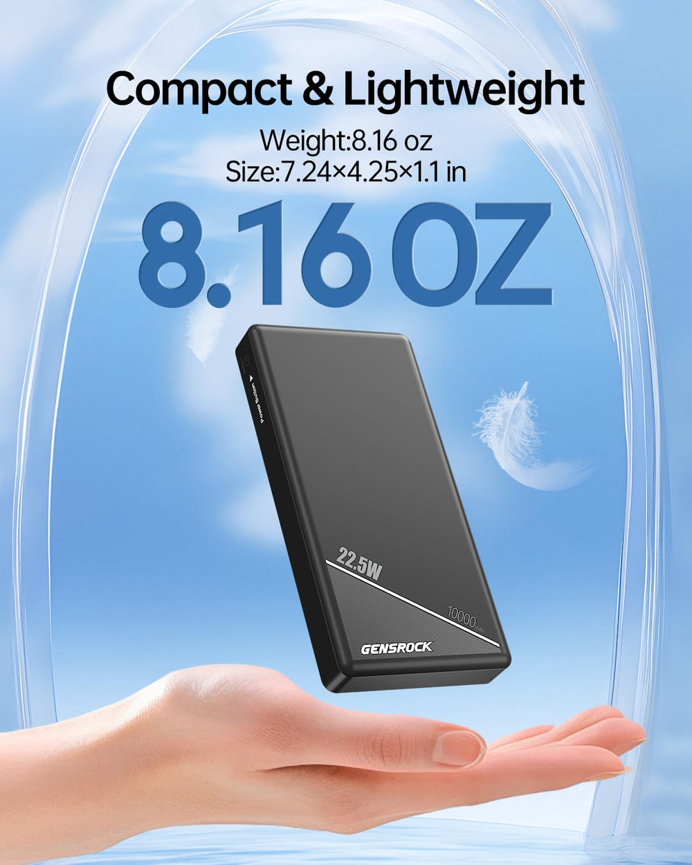 GENSROCK dual-output power bank charges two devices simultaneously during travel.
