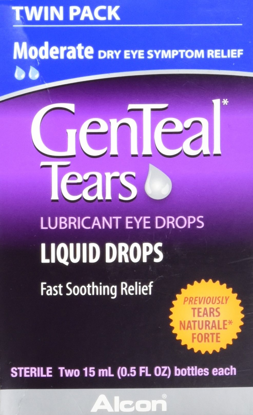 Genteal Tears twin-pack bottle ready for quick, soothing relief from dry eye symptoms.