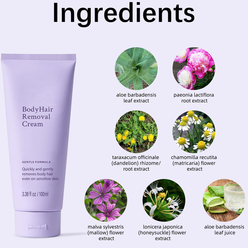 Bikini-area use of gentle body hair removal cream for gentle grooming