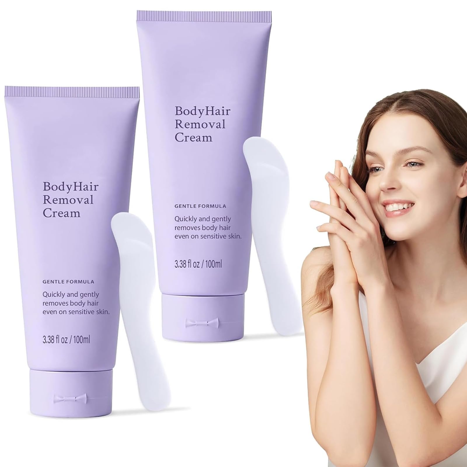 Gentle body hair removal cream two-pack bottle for long‑lasting smooth skin