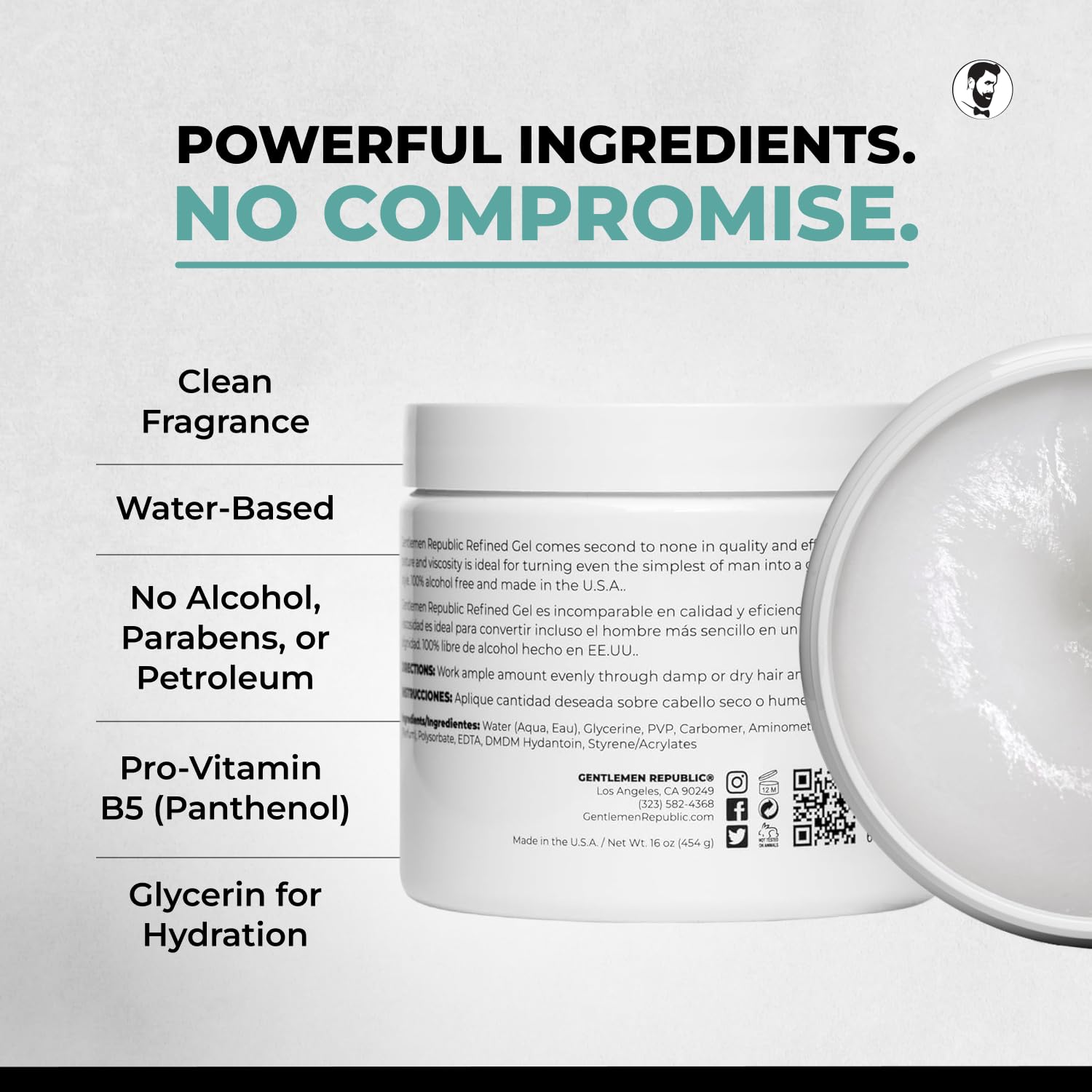 Gentlemen Republic Refined Gel alcohol-free formula protects scalp.