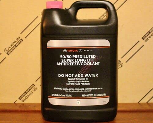 Close-up of Genuine coolant label highlighting the bittering agent safety feature.