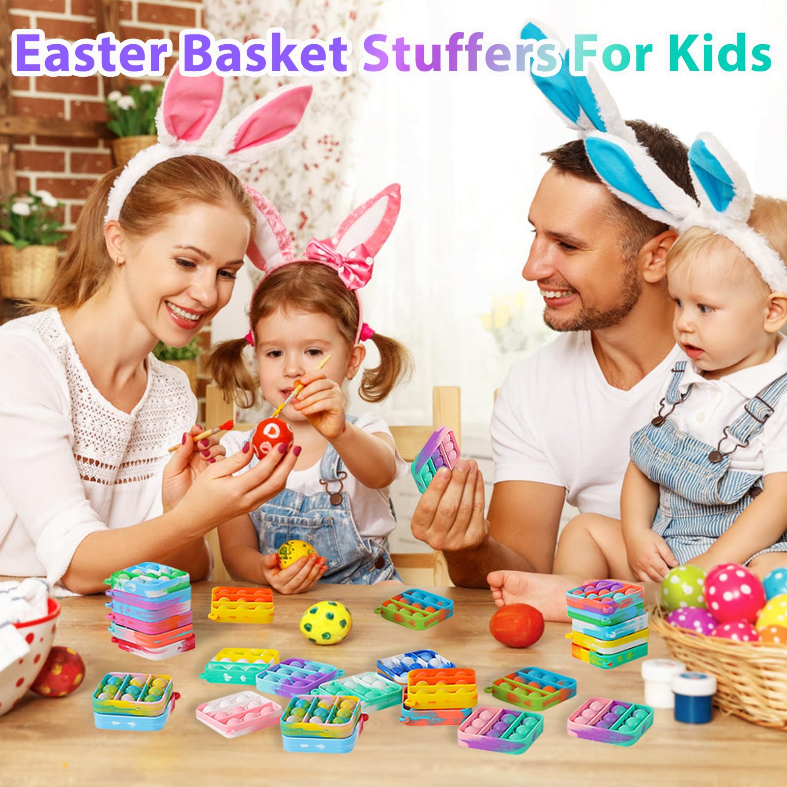 Genuvi colorful pop keychains for Easter baskets and party favors