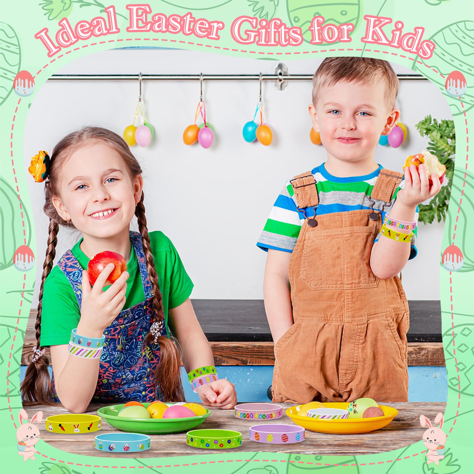 Genuvi Easter silicone wristbands enhance gifting and party décor.