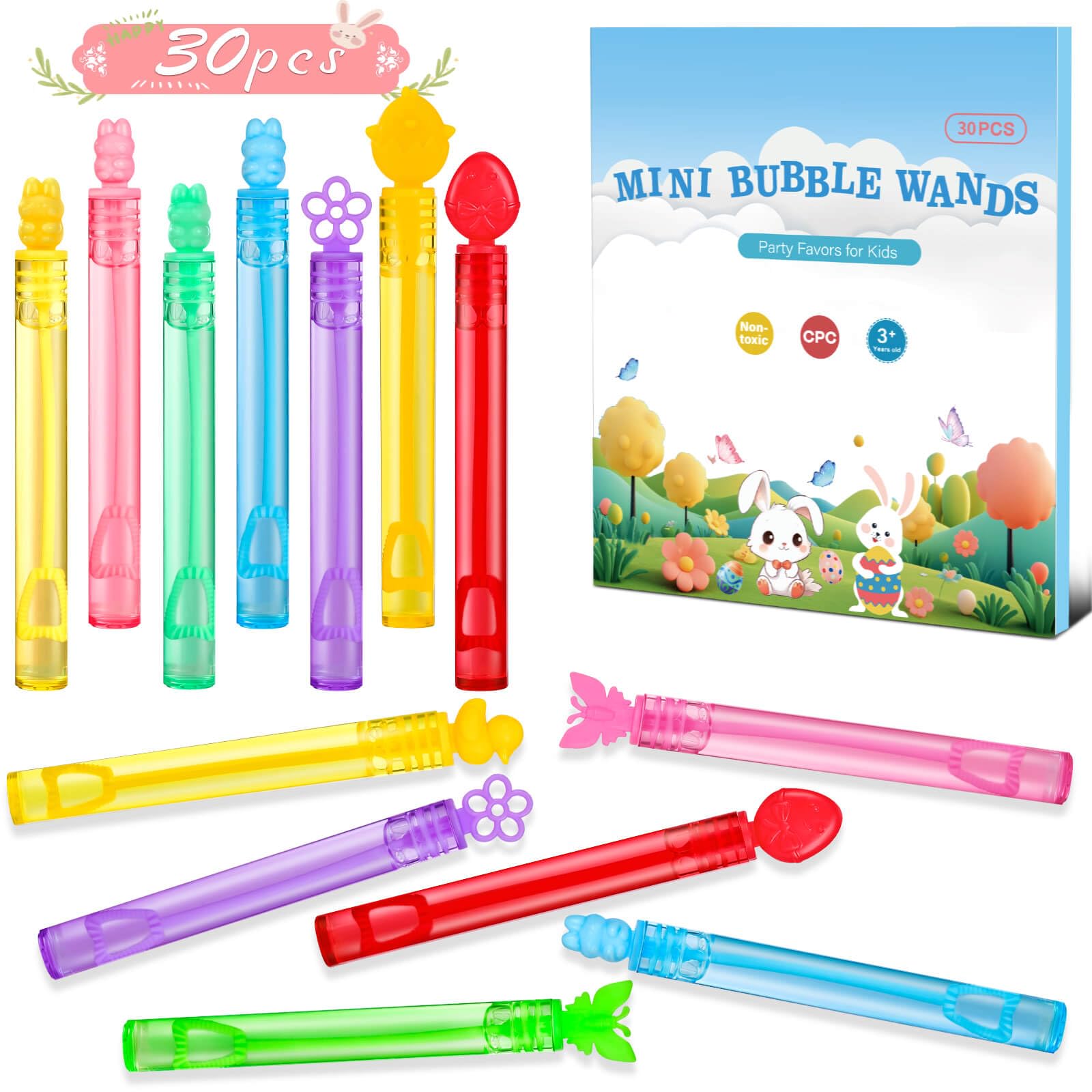 Genuvi Easter bubble wands bulk pack ready for classroom and party gifts.