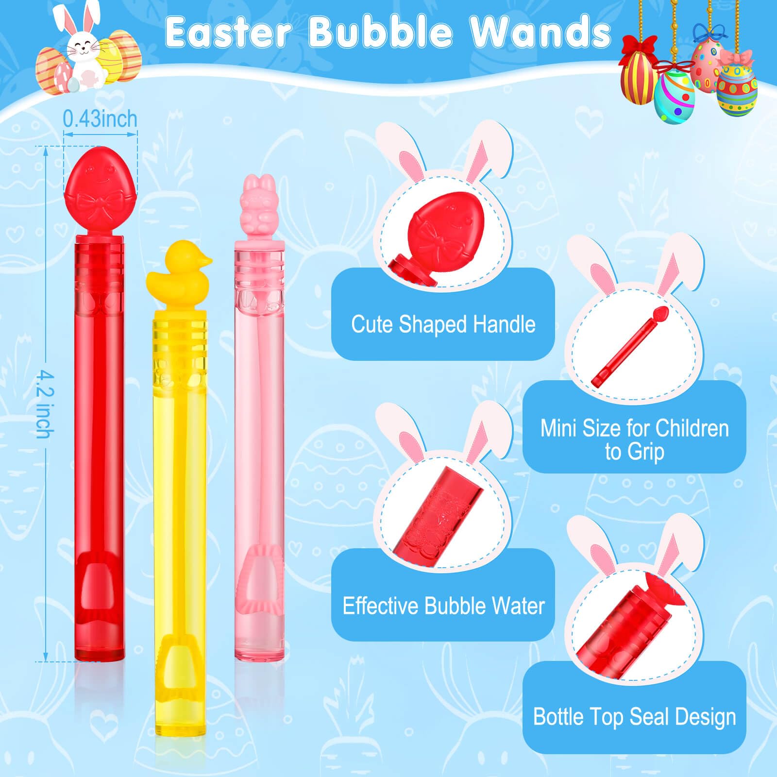 Genuvi bubble wands with leak-proof lids to prevent spills during Easter celebrations.