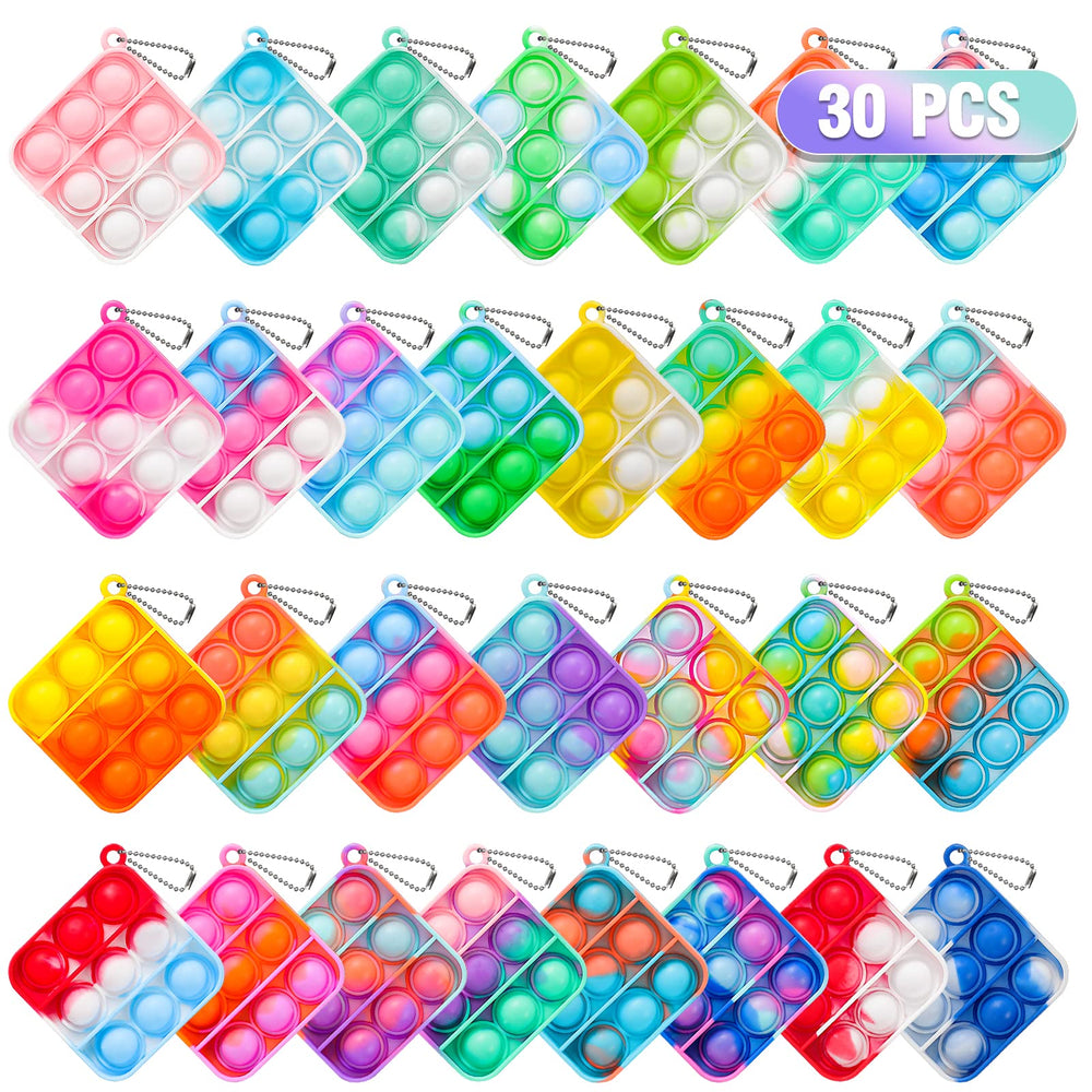 Genuvi pop keychain fidget toy in multiple colors for classroom prizes