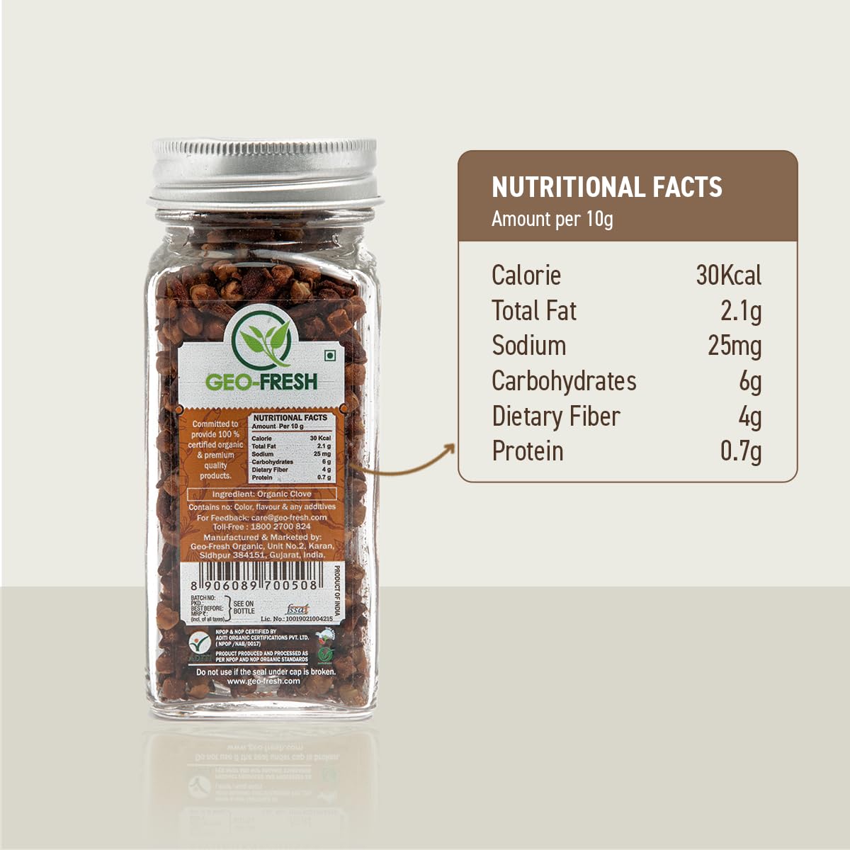 Geo-Fresh whole cloves releasing aromatic steam ideal for curries and simmered dishes