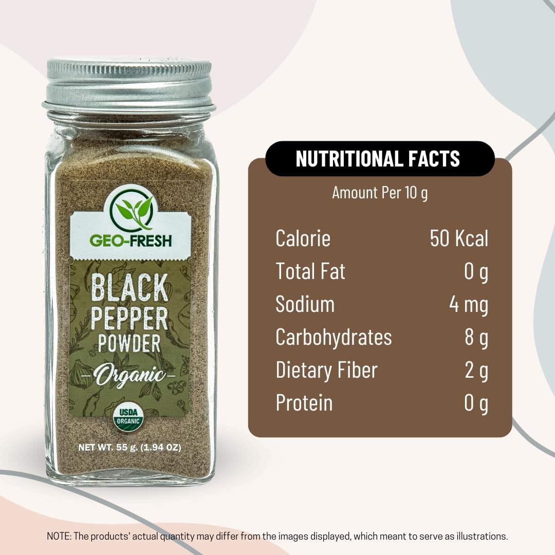 Geo-Fresh black pepper powder aroma rising in a kitchen setting.