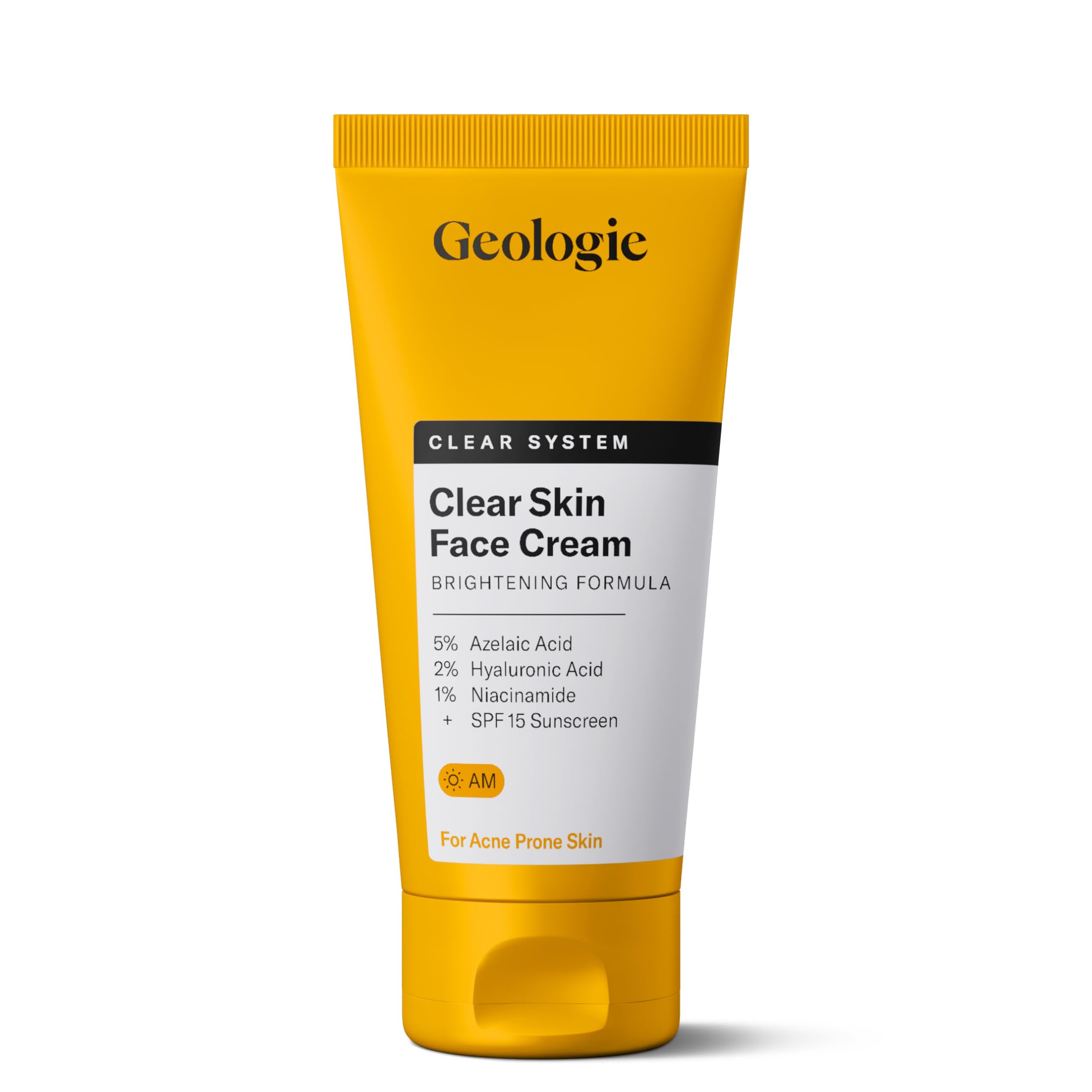 Geologie Clear Skin Face Cream bottle front for daily acne-prone skincare.
