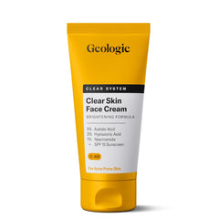 Geologie Clear Skin Face Cream bottle front for daily acne-prone skincare.