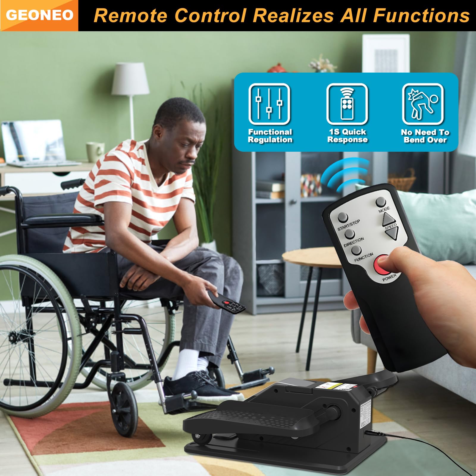 GEONEO elderly-friendly seated exercise supports mobility and leg circulation.