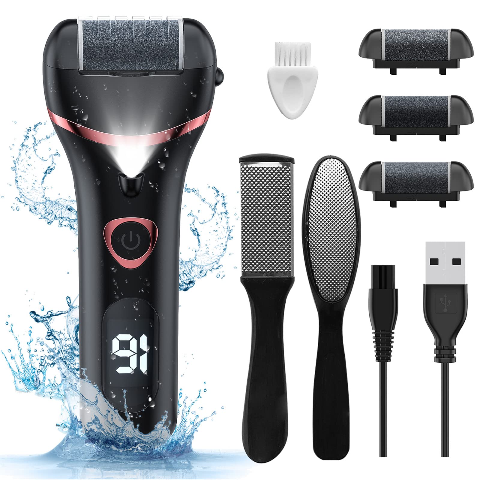 Geopu electric foot callus remover front view for easy at-home pedicure